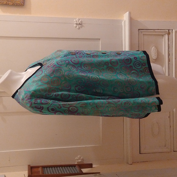 Very Vineyard jade and purple jacket style blouse Sz L - Picture 3 of 7